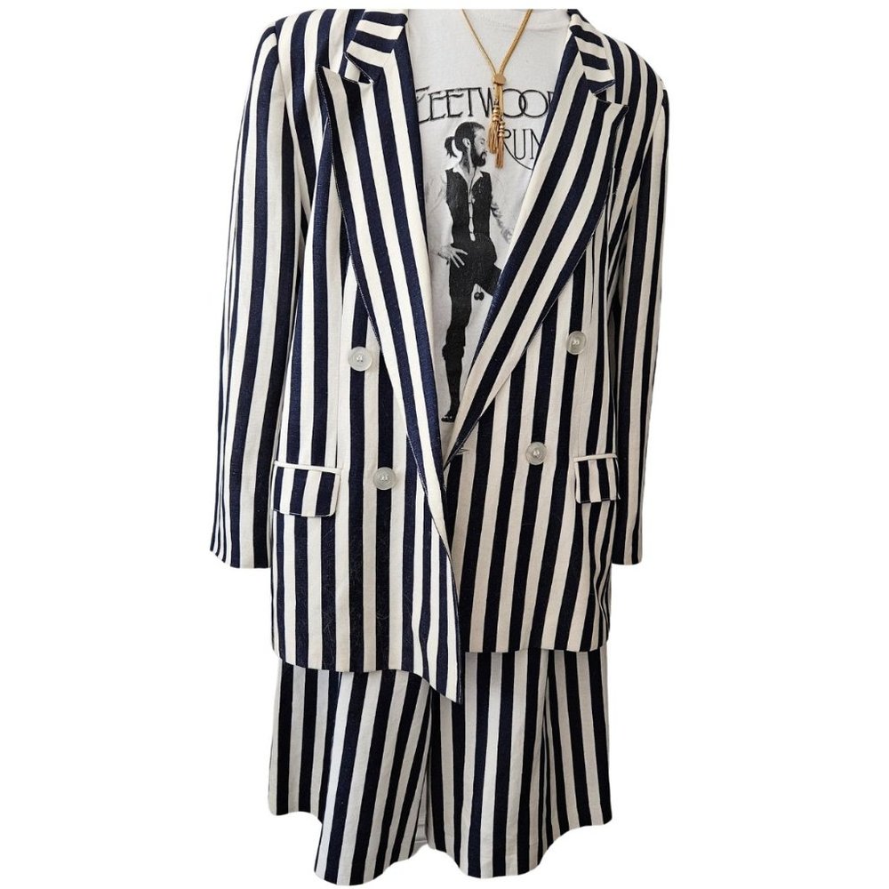 Vintage Short SuitGiorgio Sant'Angelo 80s Navy & White Striped Shorts Sz 14 (12)
